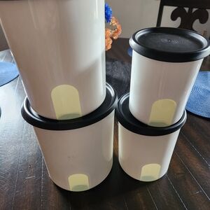 SOLD   Tupperware White and Black Cannister Set